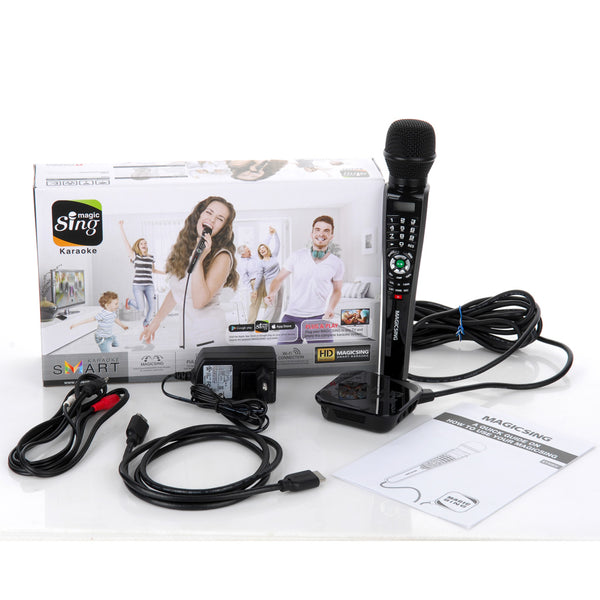 MagicSing E1 karaoke system package includes all the necessary wires