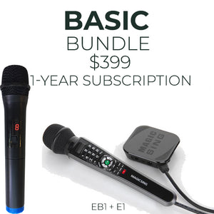 Beginner Bundle Package: Magic Sing E1 + EB1 · Two Wired Mic Combo Package
