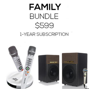 Family Bundle Package · Magic Sing E2 + EB2 + KP-650 · Two (2) Wireless Mics + One (1) Wired Mic